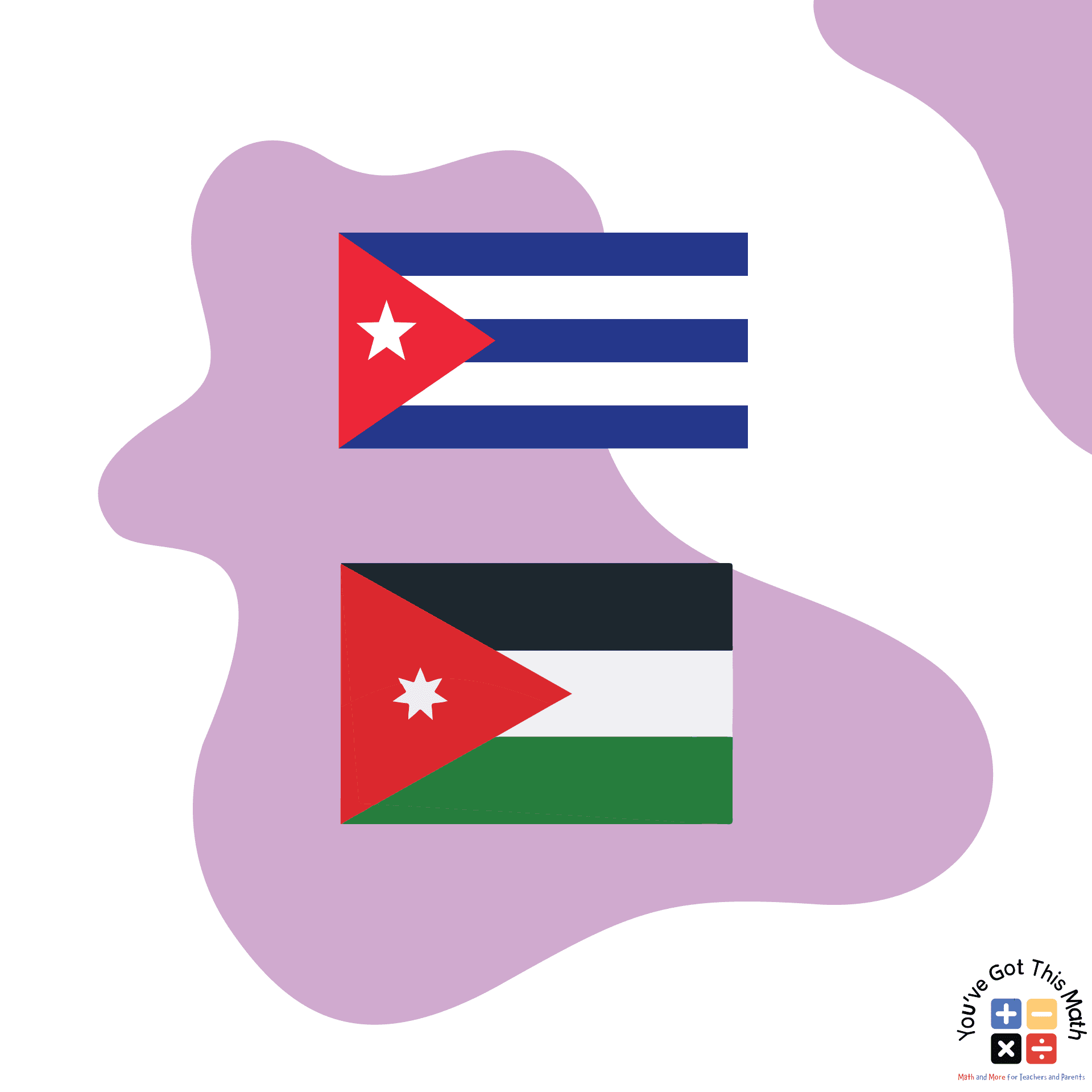 10- Jordan and Cuba’s flag to show the equilateral triangle in real life