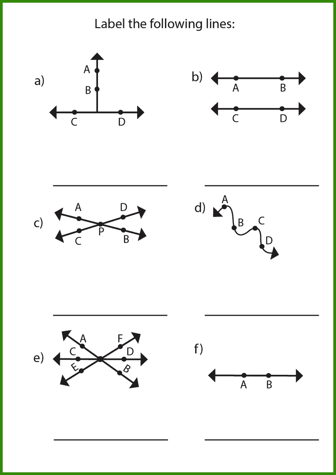 Free Lines Rays And Line Segments Worksheet 10 Pages