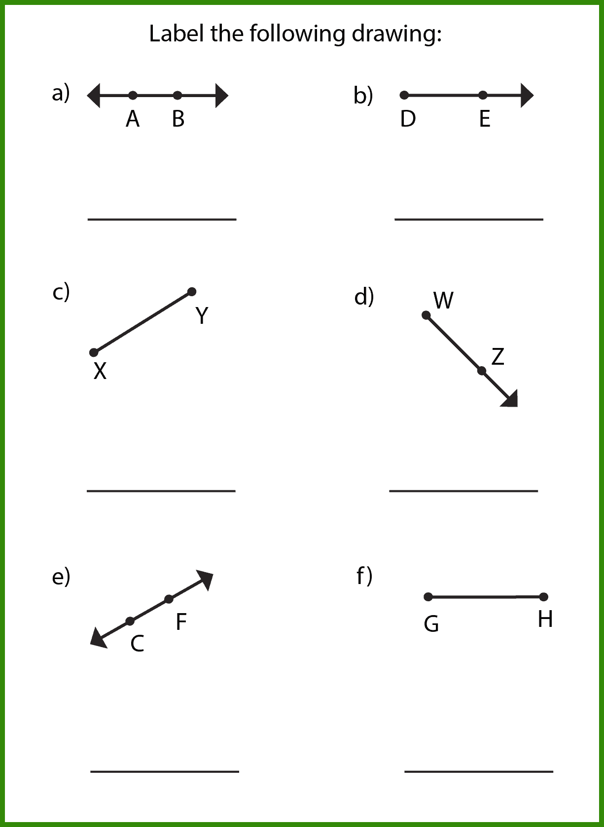 2- Identifying and Labelling of Lines, rays and Line Segments