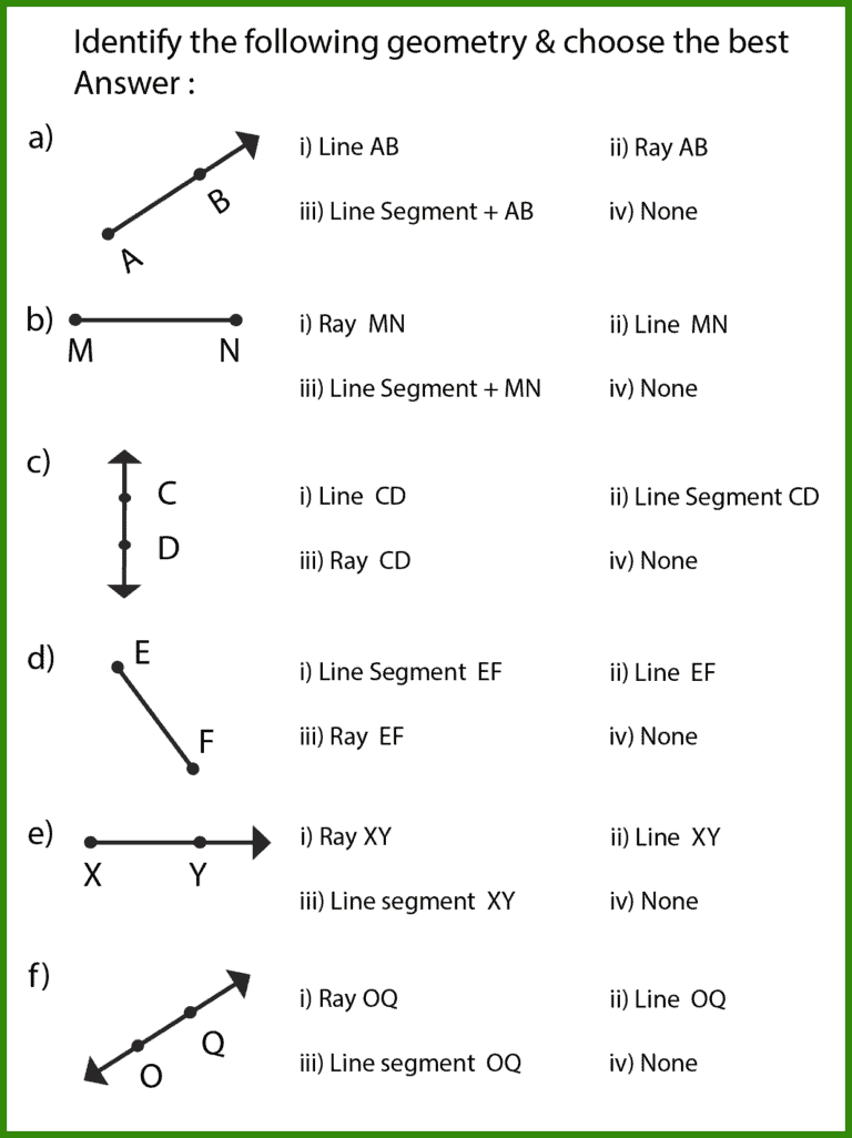 Free Lines Rays And Line Segments Worksheet 10 Pages