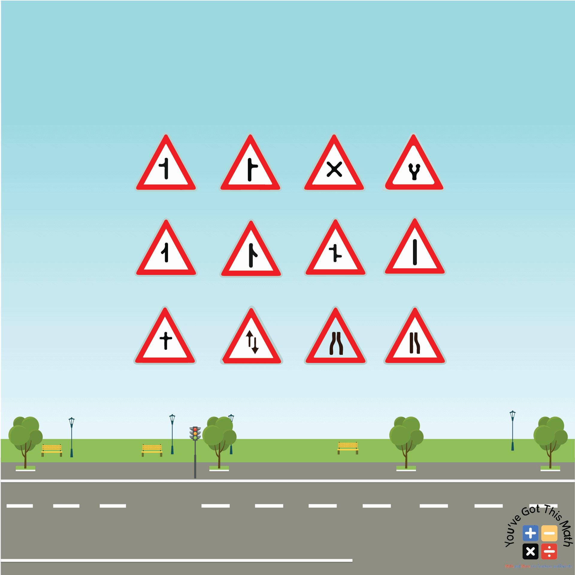 3 - Traffic signs to show equilateral triangle in real life.
