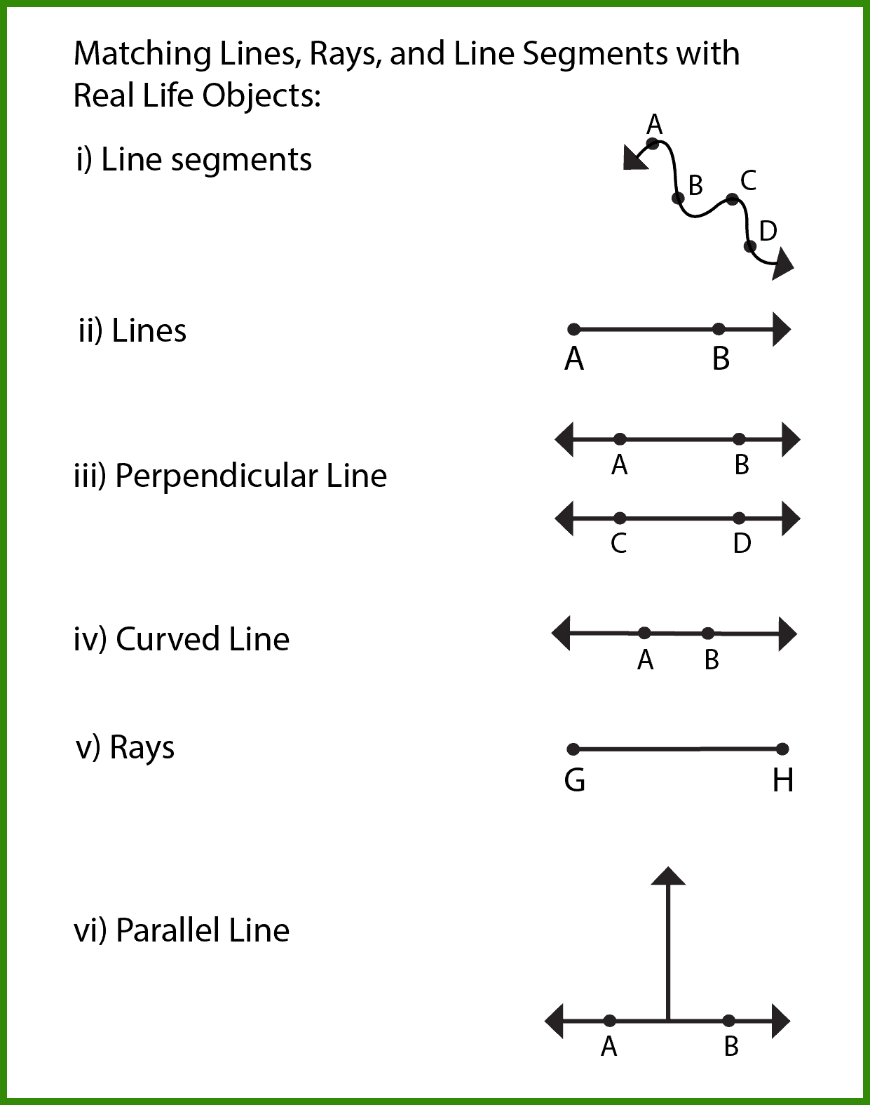 Line Segments Lines And Rays Worksheets