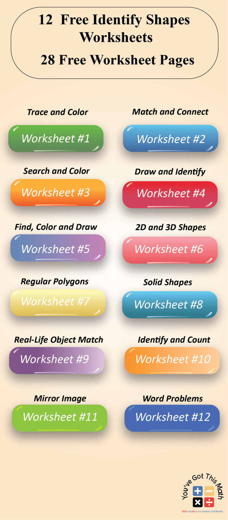 12 Free Identify Shapes Worksheets | Fun Activities