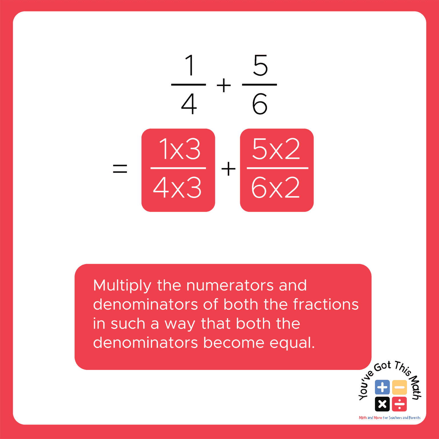 How to Add and Subtract Fractions with Different Denominators | 5 Free ...