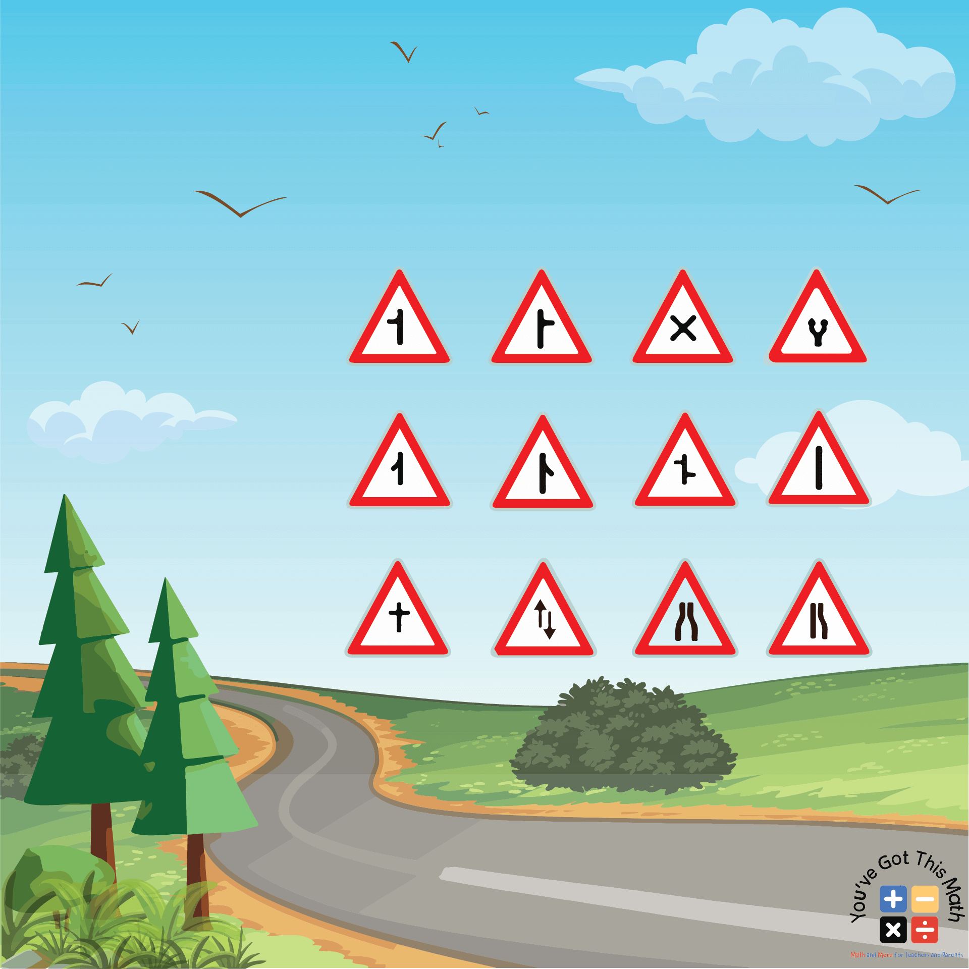 Traffic Signs of Roads in Triangular Shapes