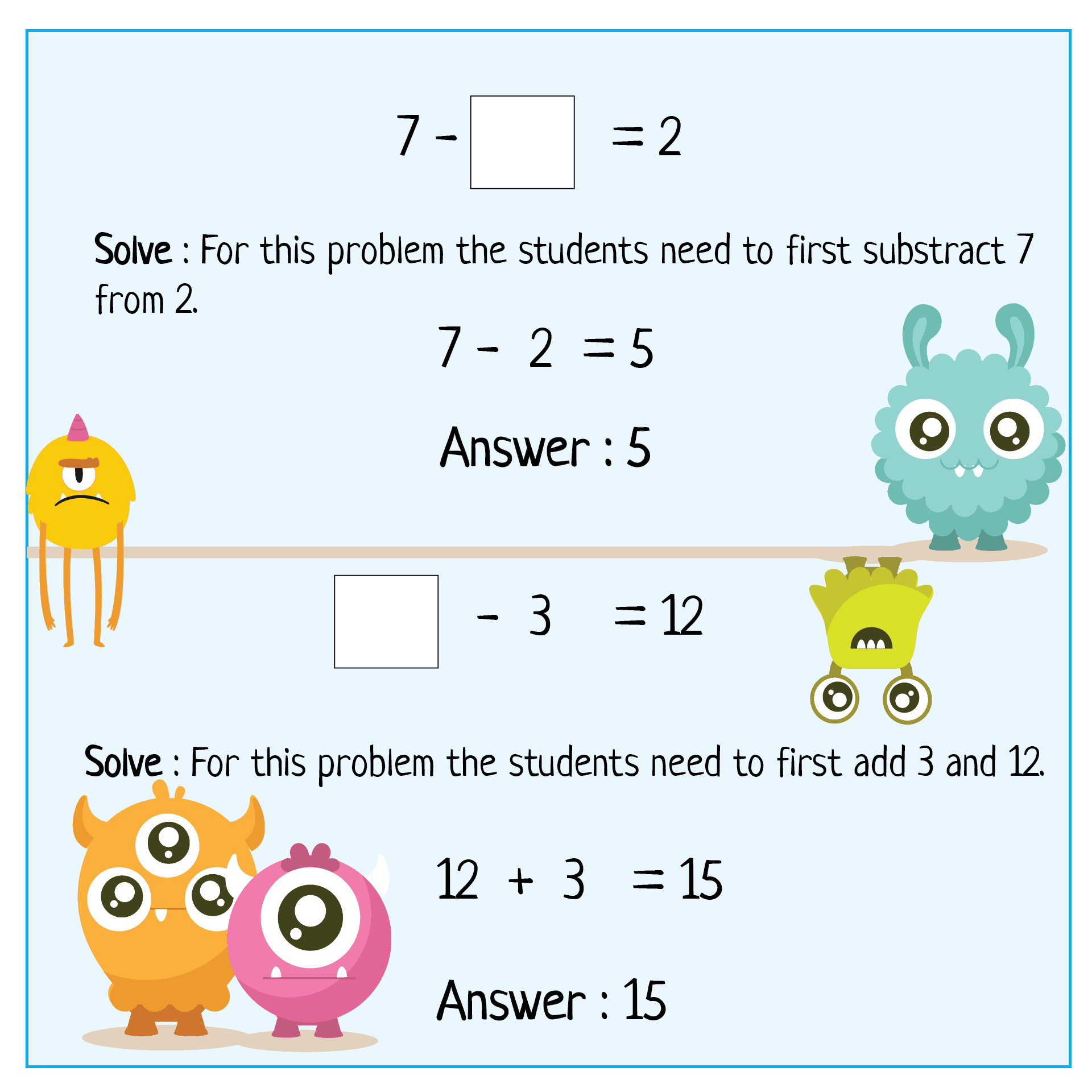 using subtraction to solve missing number addition and subtraction worksheets pdf 
