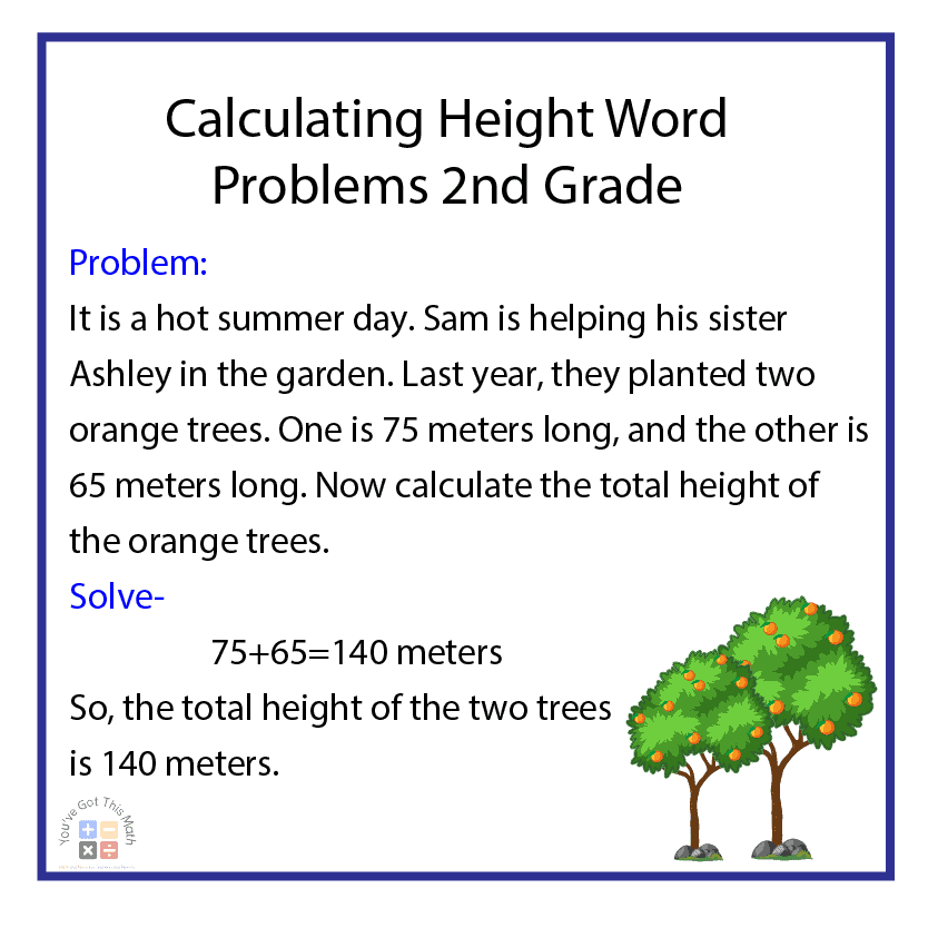 Calculating Height Word Problems 2nd Grade