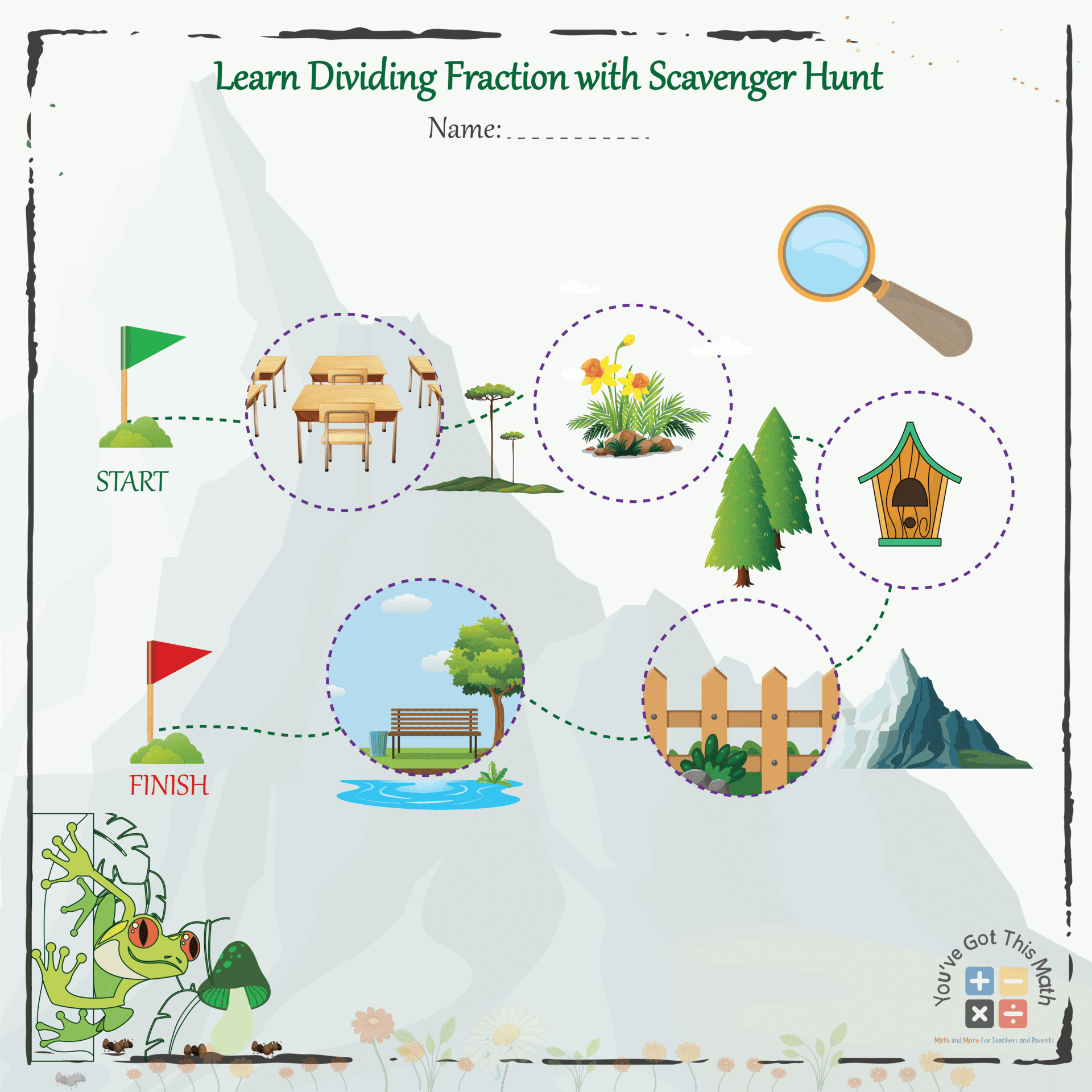 Learn Dividing Fraction with Scavenger Hunt