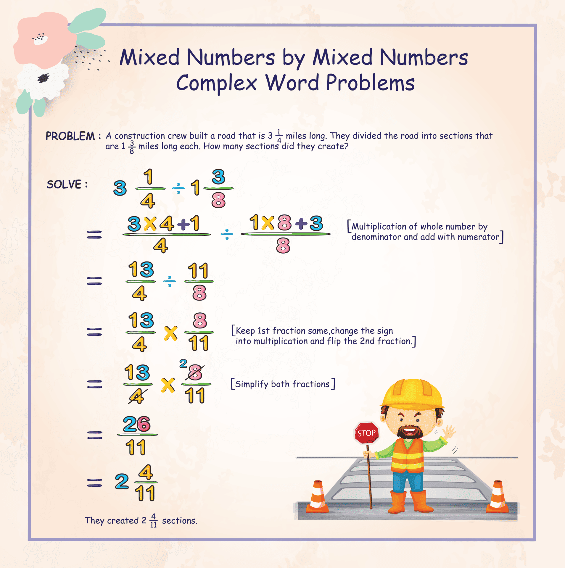 Mixed numbers by mixed numbers complex word problems