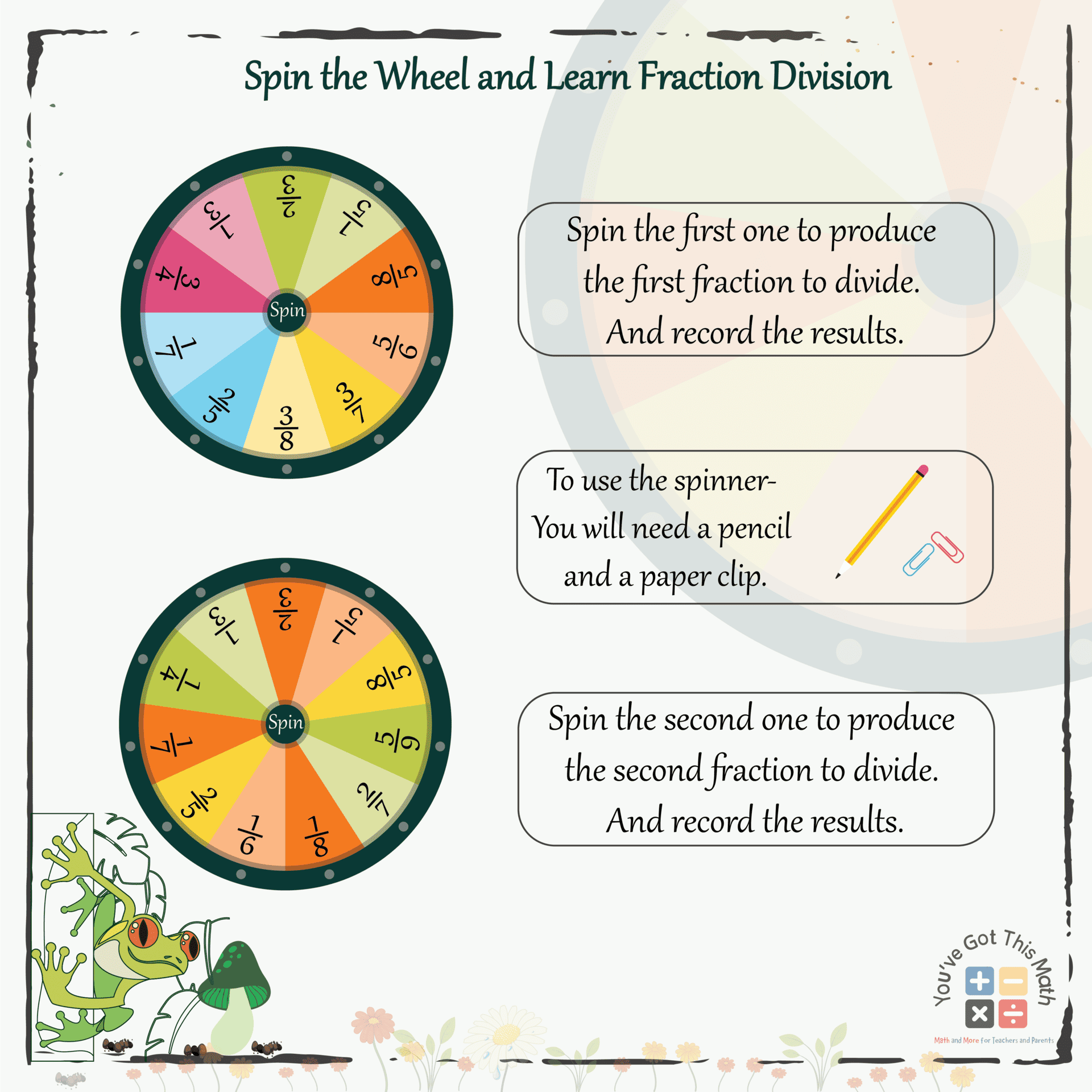 Spin the Wheel and Learn Fraction Division