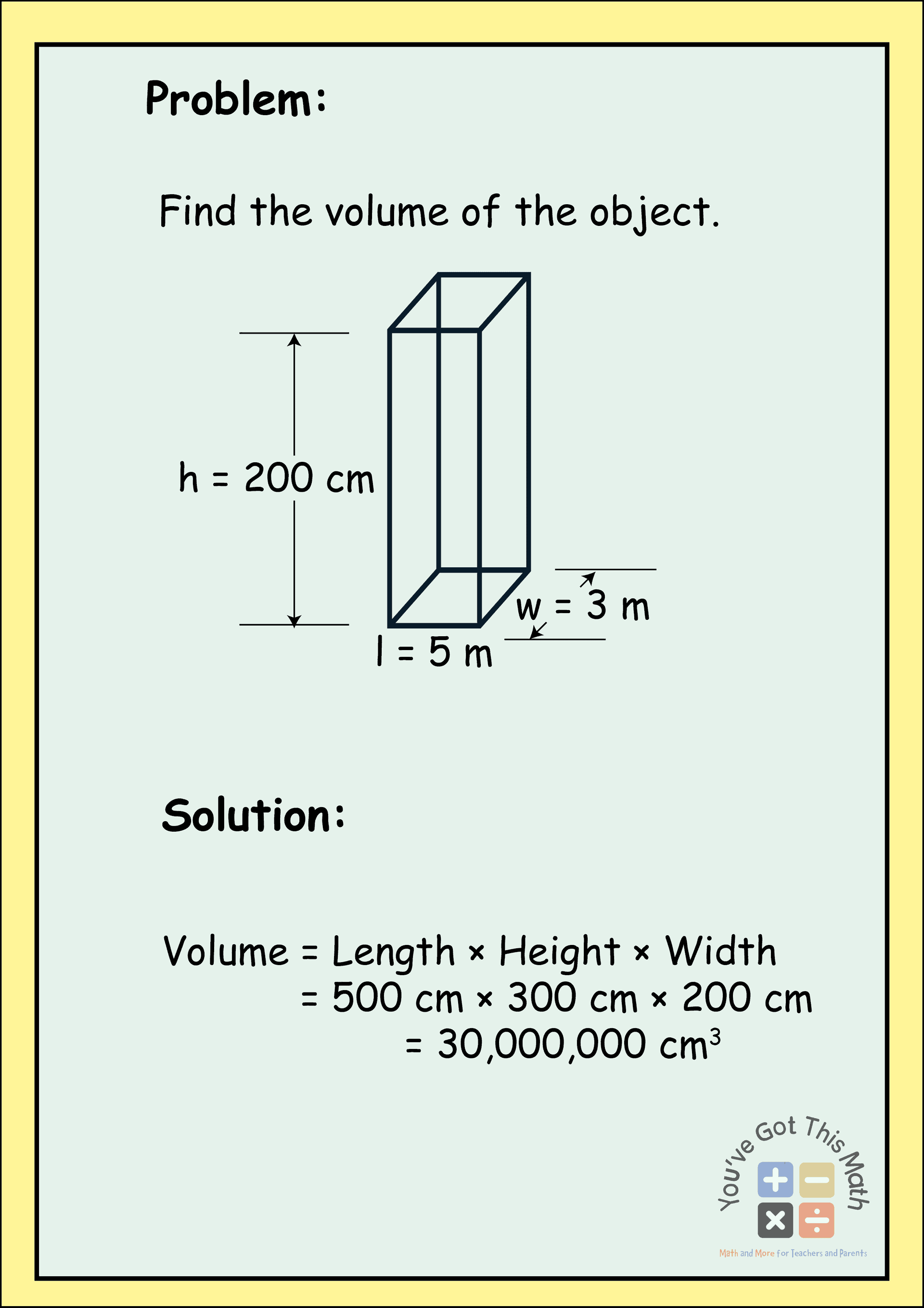 6. Unit Conversion to Calculate the Volume of a Rectangular Prism worksheet