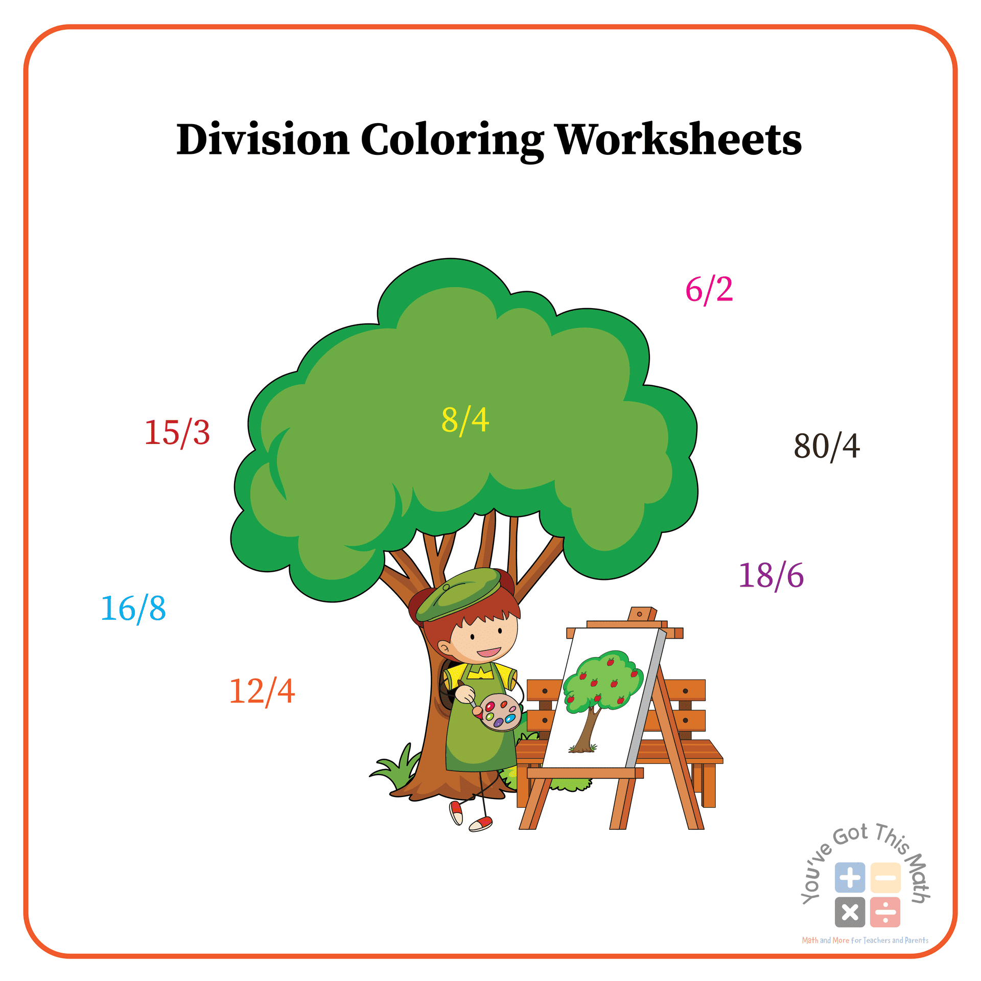 Division coloring worksheets