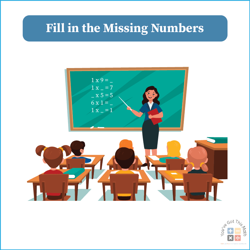Fil in the missing numbers in 1 times tables worksheets