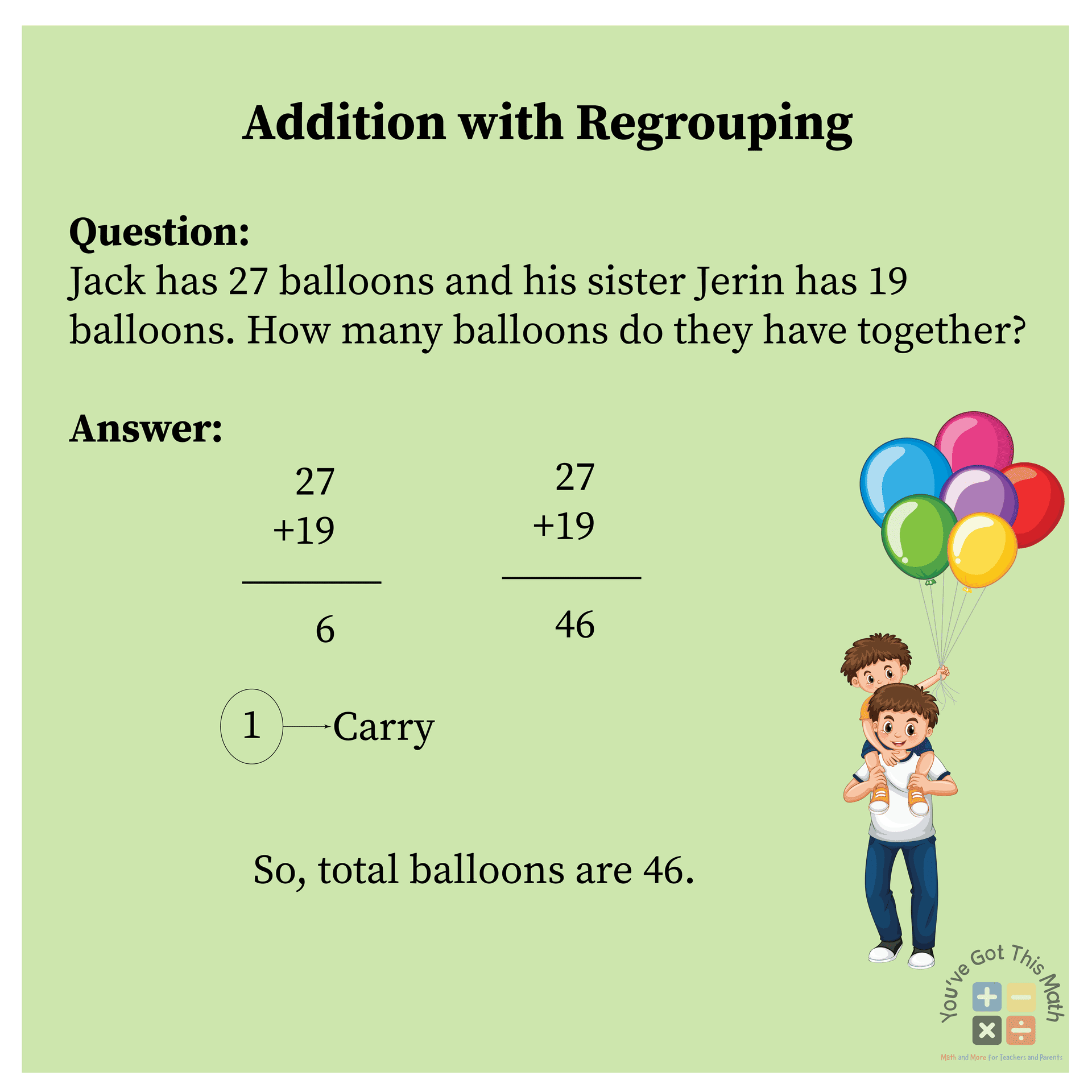 Addition with regrouping in multi digit addition word problems