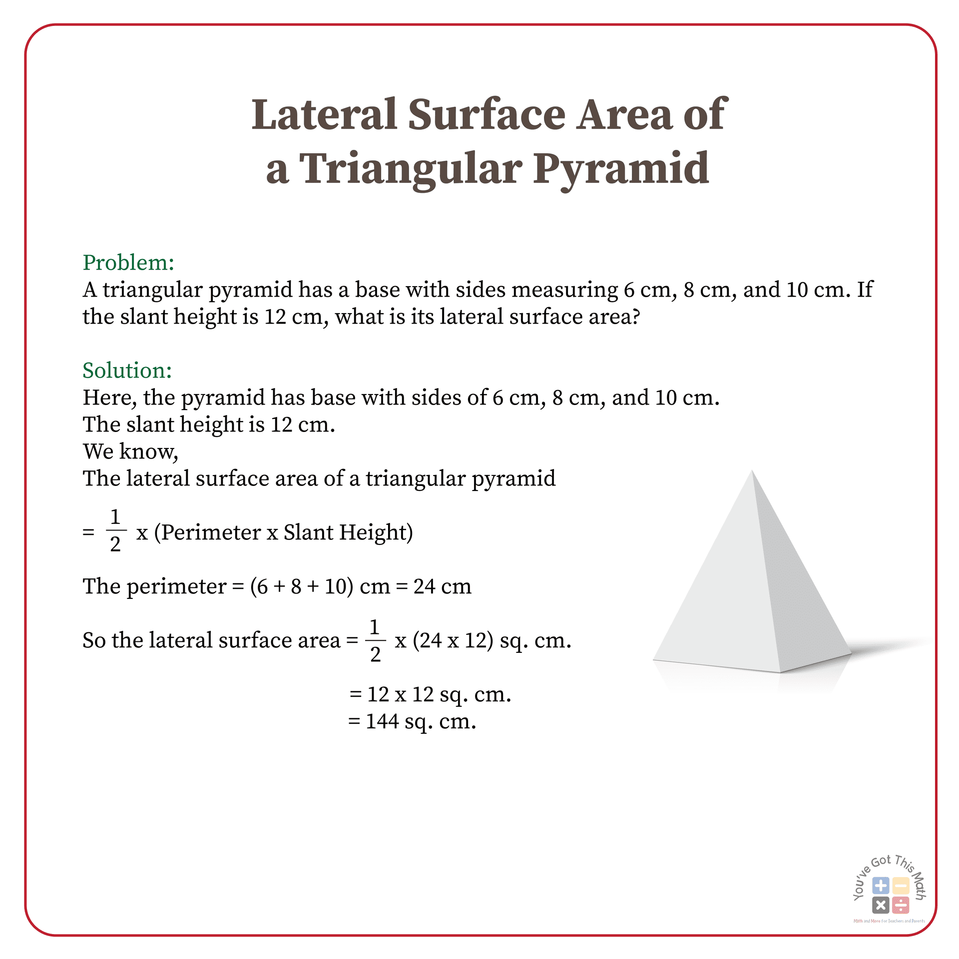 Surface Area Of A Triangular Pyramid