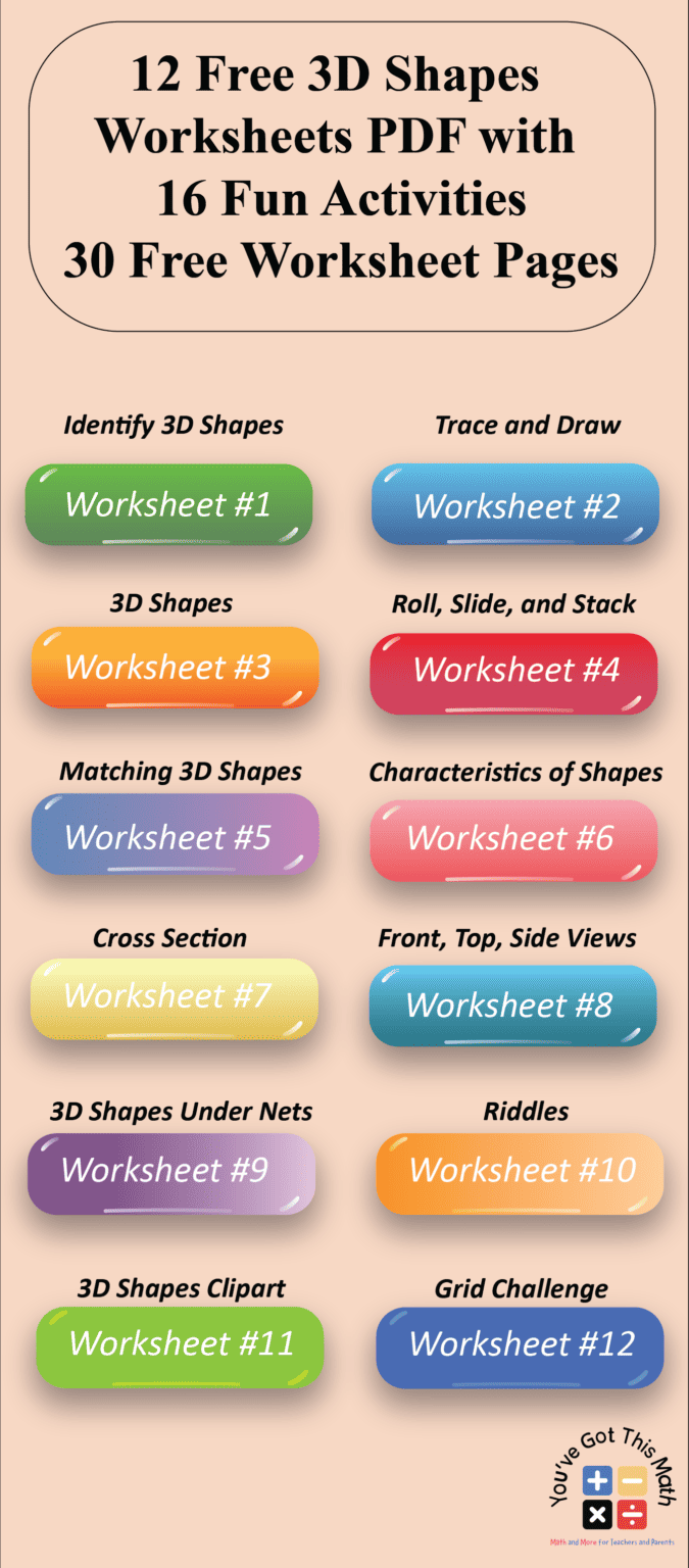 12 Free 3D Shapes Worksheets PDF | Fun Activities