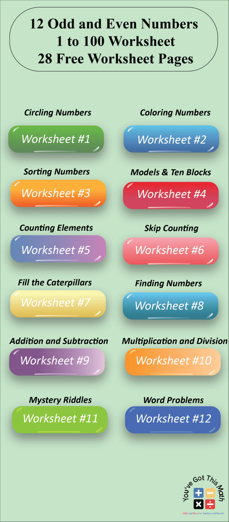 12 Free Odd and Even Numbers 1 to 100 Worksheet