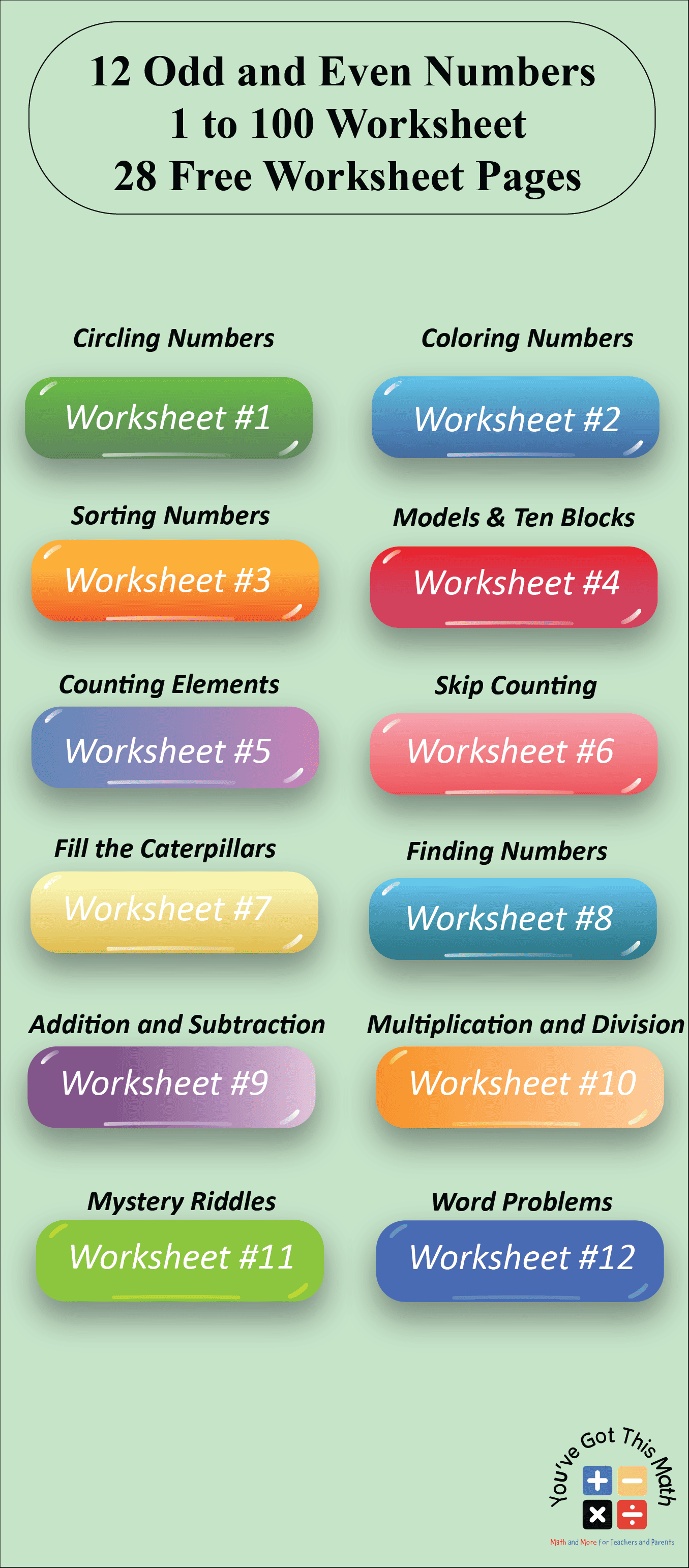 12 Free Odd And Even Numbers 1 To 100 Worksheet