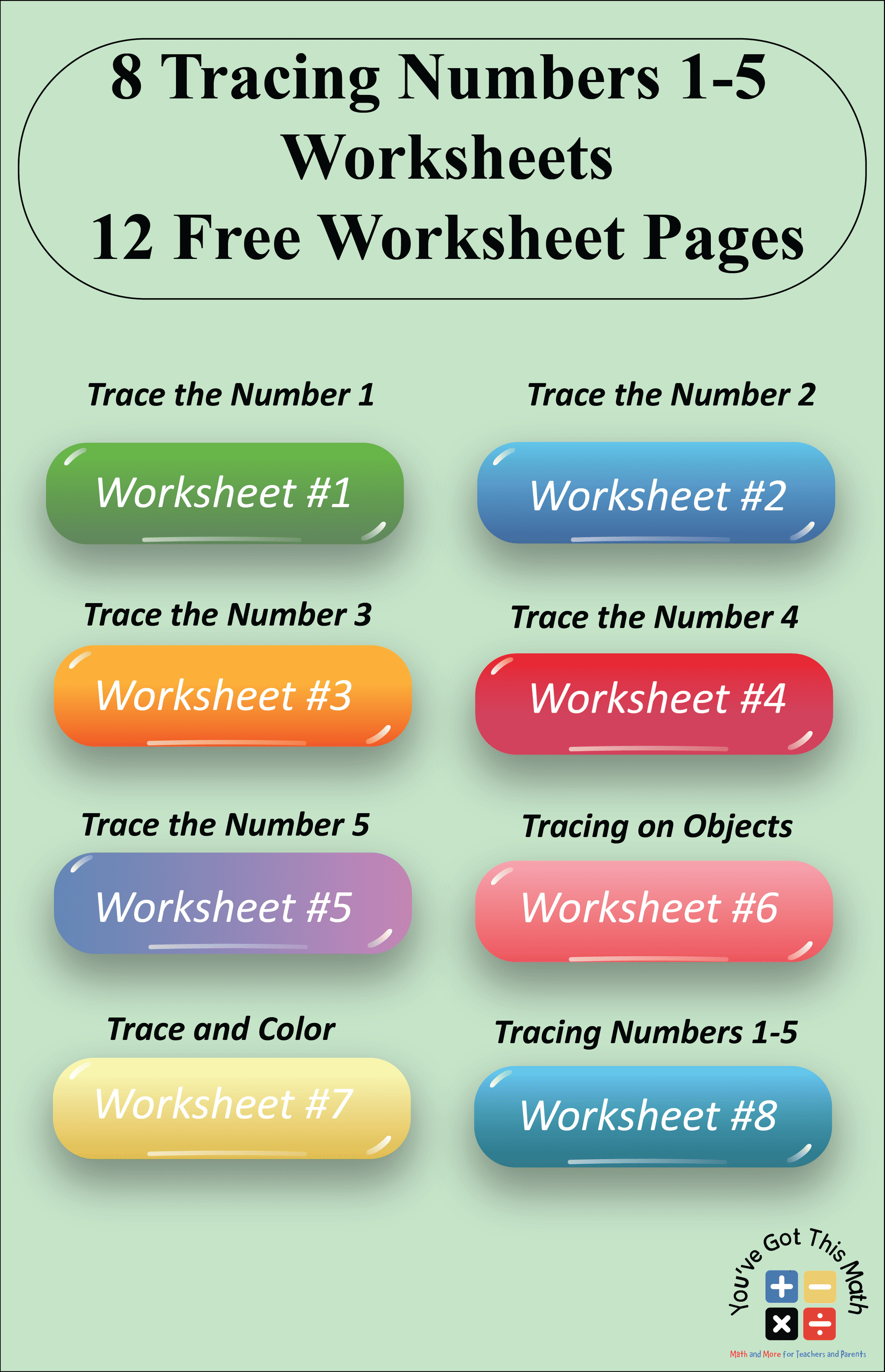 Tracing Numbers 1-5 Worksheets box image-01