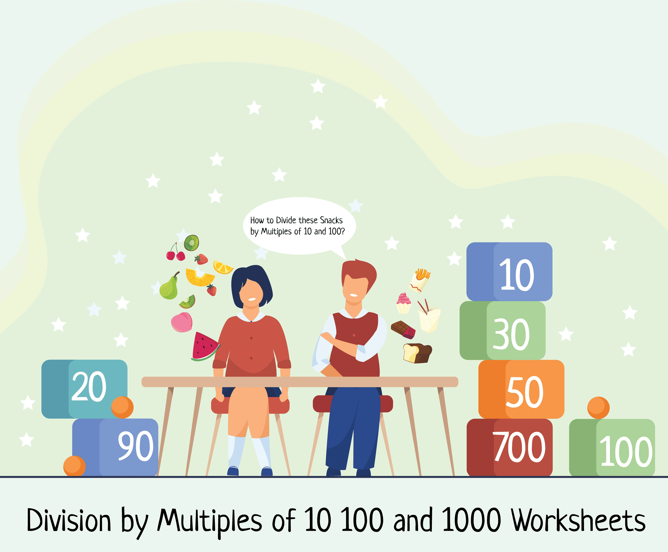 division by multiples of 10 100 and 1000 worksheets feature image