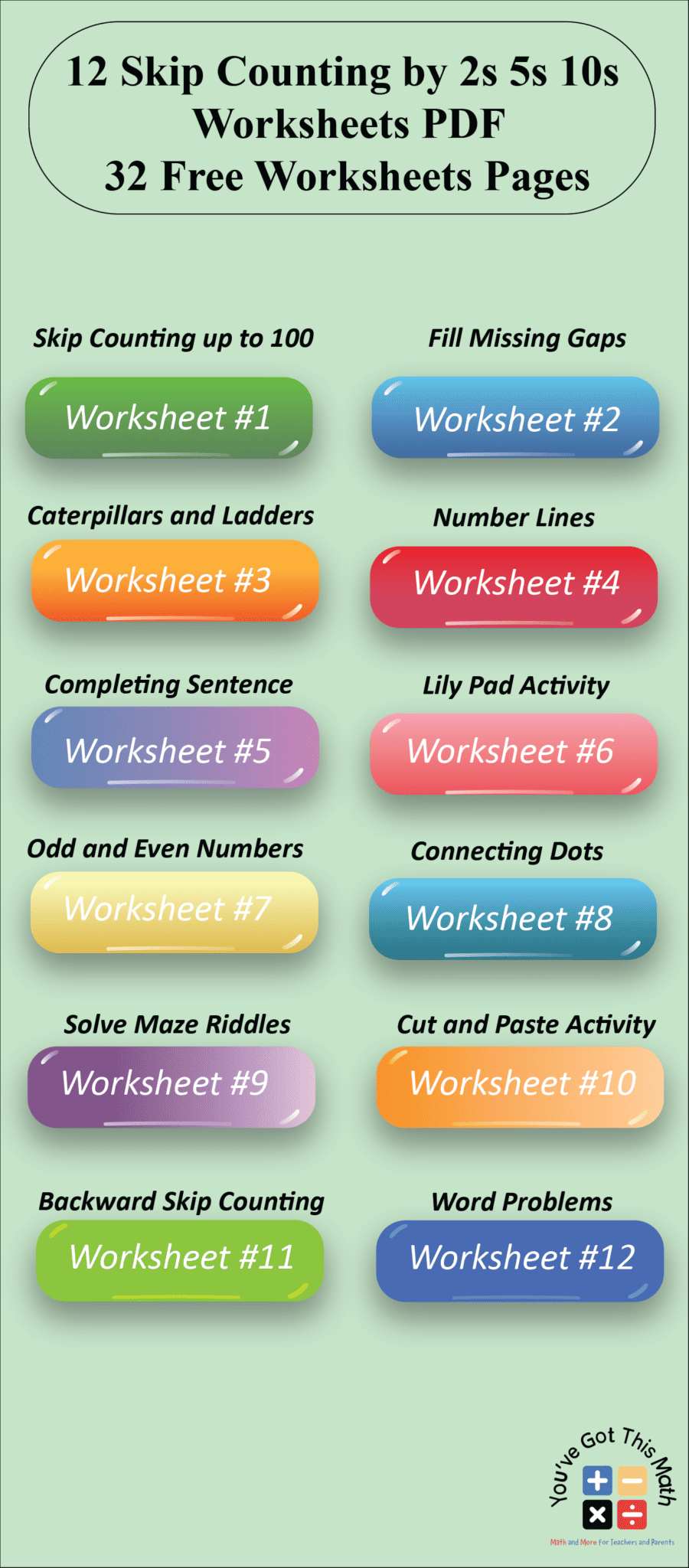 12 Free Skip Counting by 2s 5s 10s Worksheets PDF