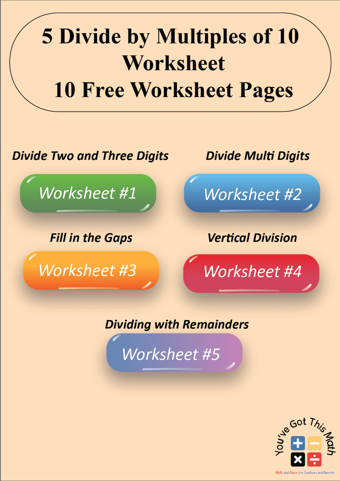 5 Free Divide by Multiples of 10 Worksheet | Fun Activities