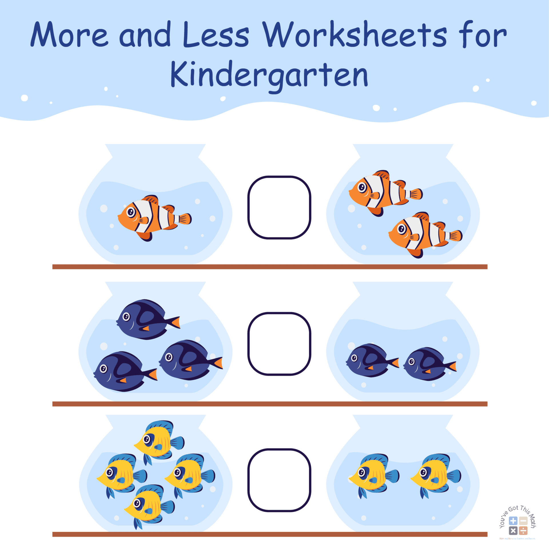10 Free More and Less Worksheets for Kindergarten