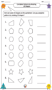 Complete Patterns by Rotating 2D Shapes Worksheet