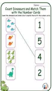 Count Dinosaurs and Match Them with the Number Cards