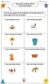 Drawing Above and Below Objects from the Instructions Worksheets