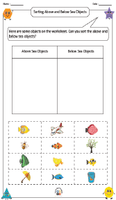 Sorting Above and Below Sea Objects Worksheets