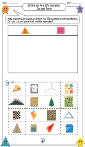 2D Shapes Real Life Examples Cut and Paste Worksheet