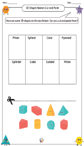 3D Shapes Names Cut and Paste Worksheet
