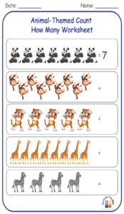 Animal-Themed Count How Many Worksheet 