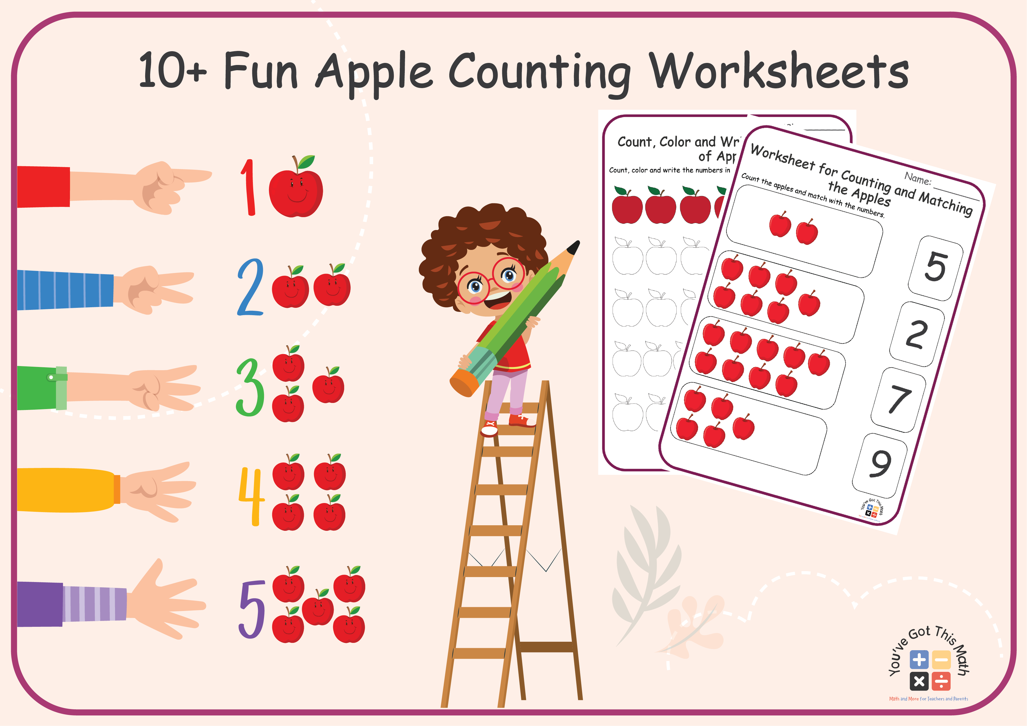 10+ Fun Apple Counting Worksheets | Free Printable
