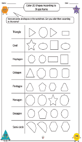 Coloring 2D Shapes According to Shape Name Worksheet