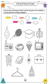 Coloring 2D Shapes Examples Worksheet