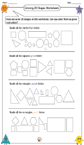 Coloring 2D Shapes Worksheets 