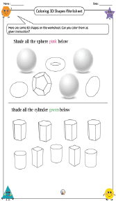 Coloring 3D Shapes Worksheet