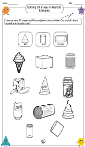 Coloring 3D Shapes in Real Life Examples Worksheet