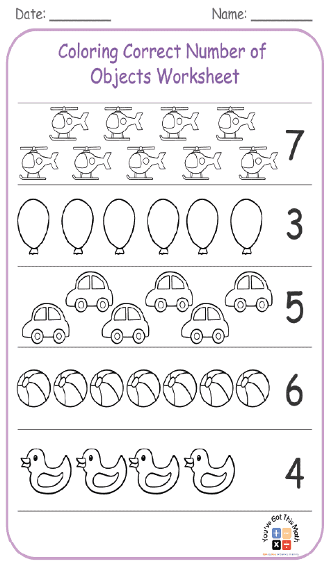 30 Free Count and Color Worksheets