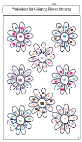 Coloring Flower, Pumpkin, and Heart Patterns Worksheets