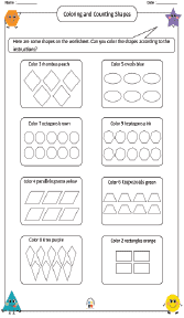 Coloring and Counting Shapes Worksheet
