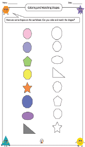 Coloring and Matching Shapes Worksheet