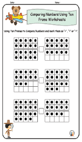 Comparing Numbers Using Ten Frame Worksheets