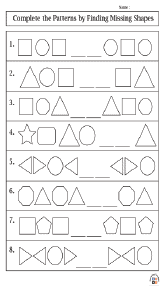 Complete the Patterns by Finding Missing Shapes Worksheets