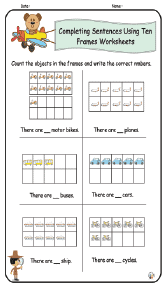 Completing Sentences Using Ten Frames Worksheets