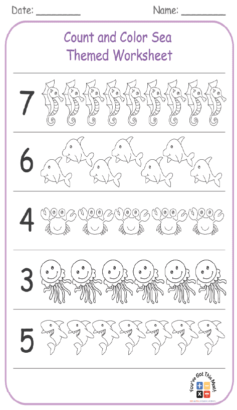 30 Free Count And Color Worksheets