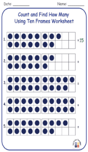 Count and Find How Many Using Ten Frames Worksheet 