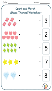 Count and Match Shape Themed Worksheet